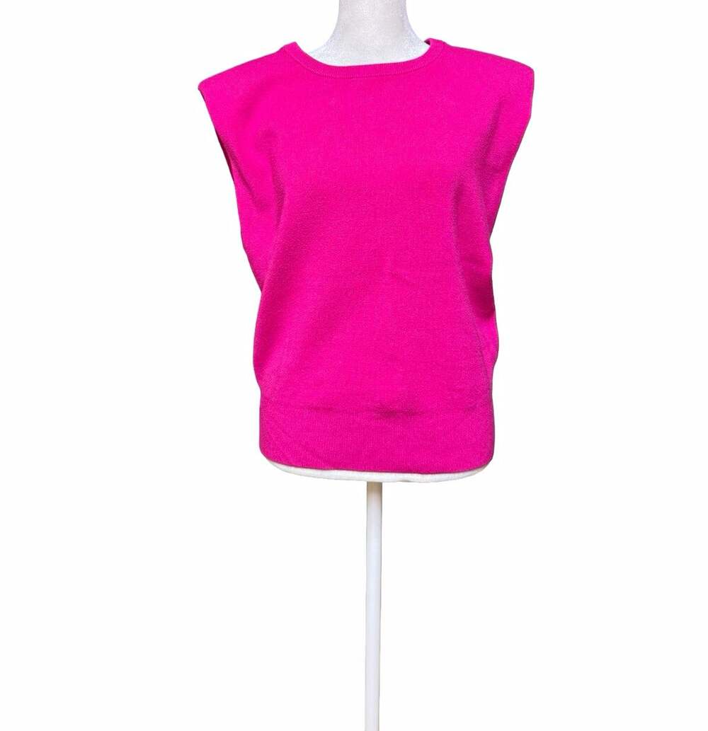 Express Pink Knit Sweater Vest Crew Neck Stretch Sleeveless Womens Size M